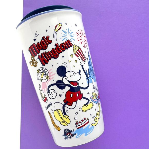 Disney Starbucks Magic Kingdom Tumbler - Porcelain Travel Mug Mickey Mouse - Picture 1 of 10